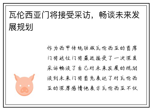 瓦伦西亚门将接受采访，畅谈未来发展规划